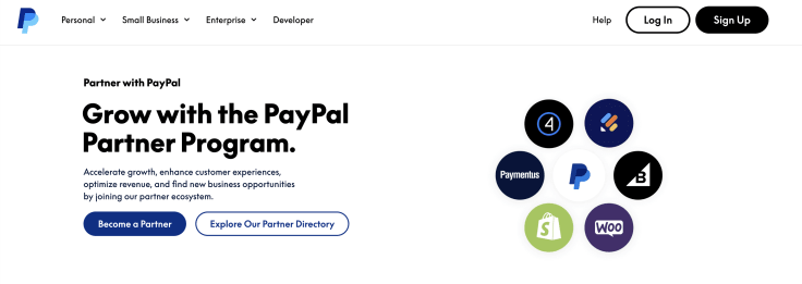 PayPal reseller program's main website