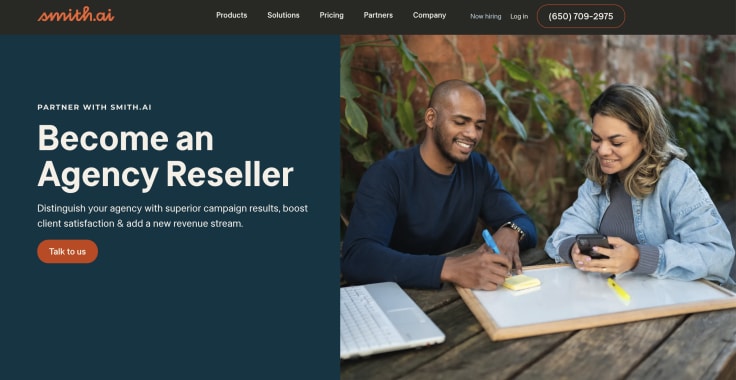 Smith.ai reseller program's main website