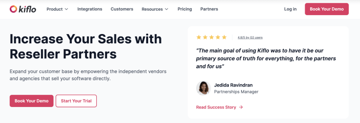 Kiflo reseller program's main website