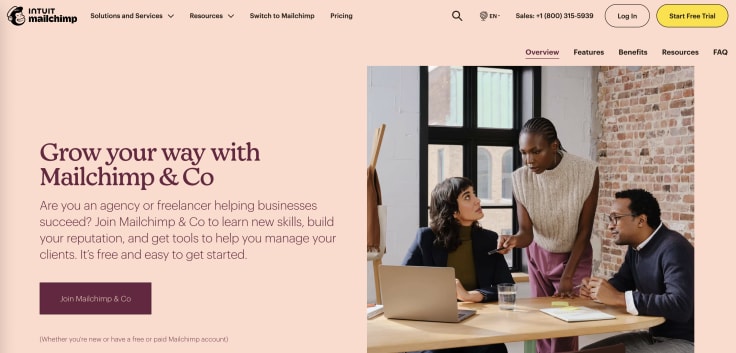 Mailchimp reseller program's main website