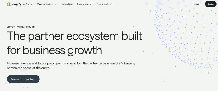 Shopify reseller program's main website