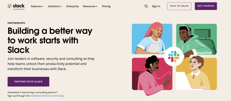 Slack reseller program's main website