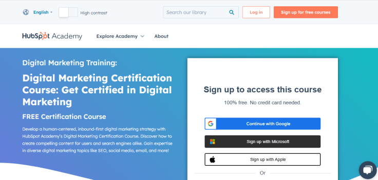 HubSpot digital marketing certification course