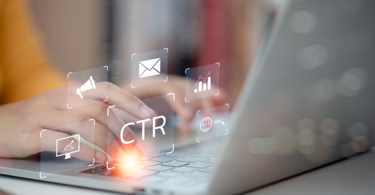 Click Through Rate CTR concept. Digital online marketing business.