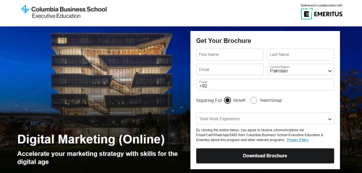 Columbia Business School digital marketing program