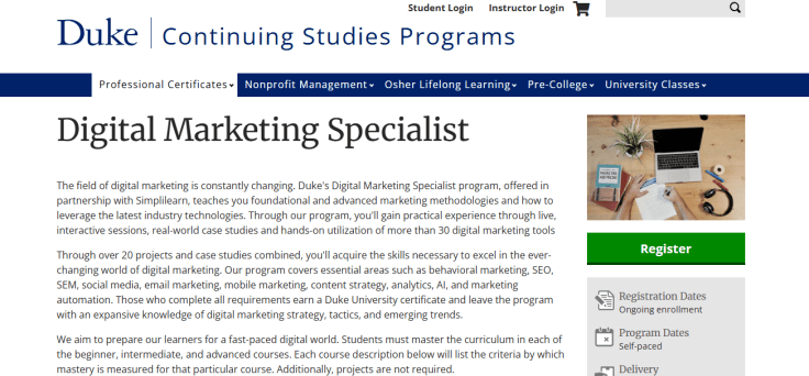 Duke Continuing Studies in partnership with Simplilearn