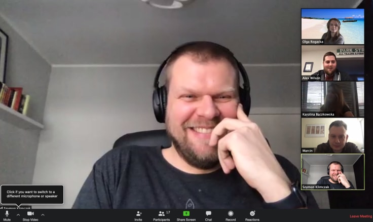 Teleconference with other teammates