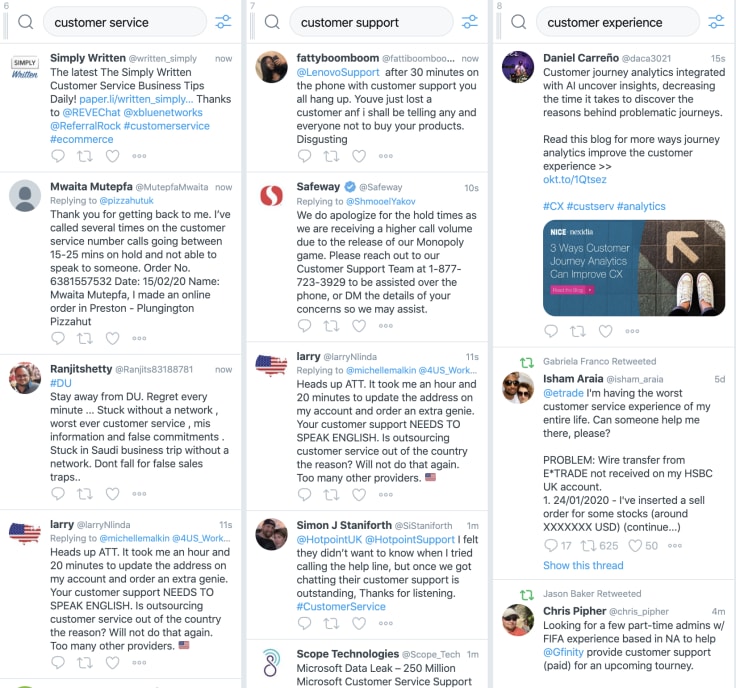 Keyword streams in Tweetdeck