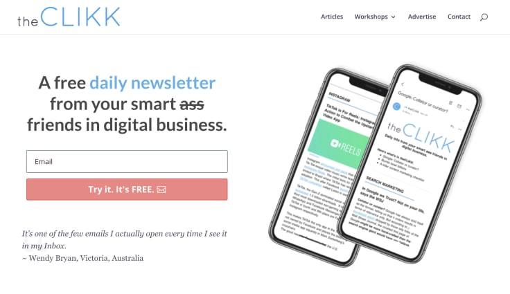 theCLIKK signup page