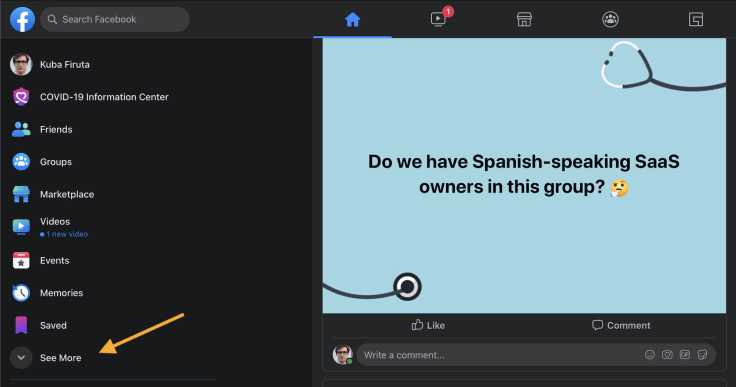 accessing the see more button facebook business page