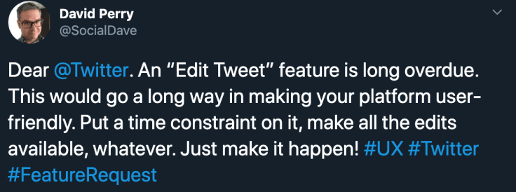 product feature request from a customer on Twitter