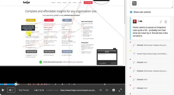 analyzing visitor's behavior with HotJar