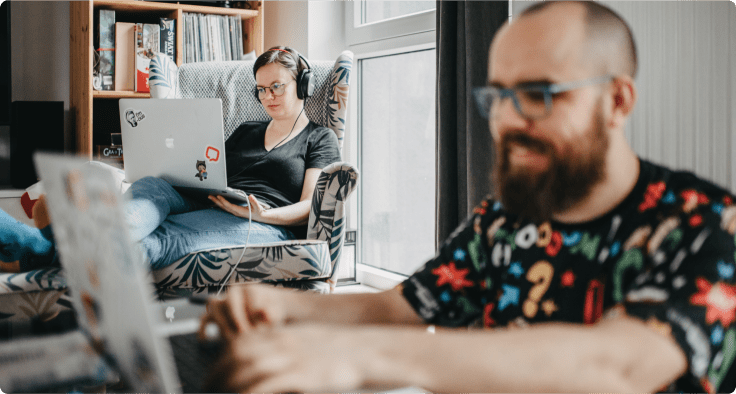 married couple working remotely