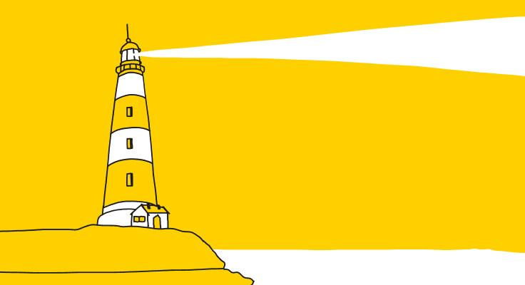 A graphic presenting a lighthouse, a reference to Google Lighthouse.