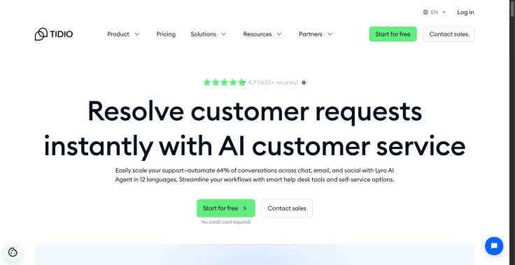 tidio main page