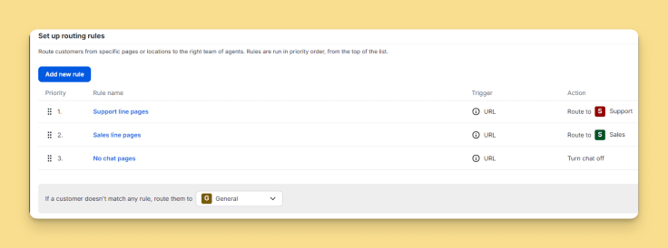 routing rules view