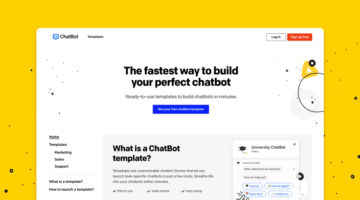 ChatBot Templates website main view