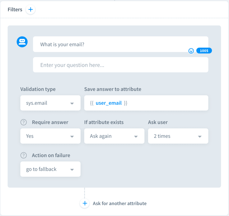 chatbot filter section