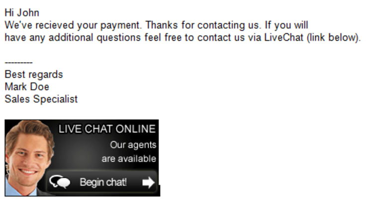 Invite customers from an email to chat