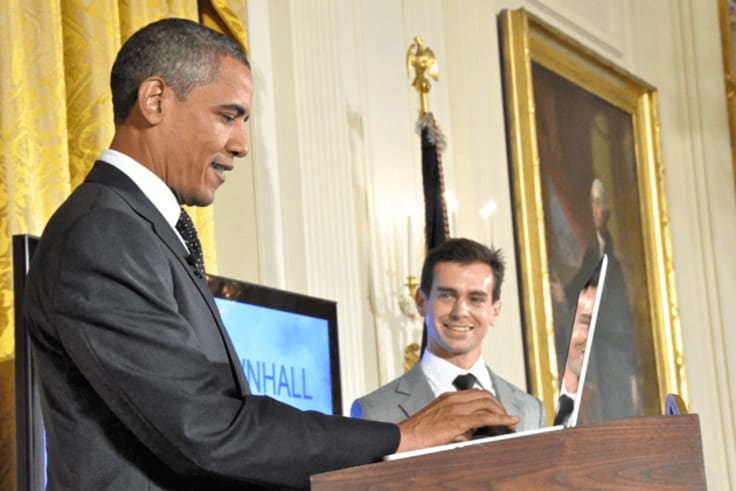 President Obama writing first Presidential tweet