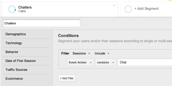 Setting up a segment in Google Analytics