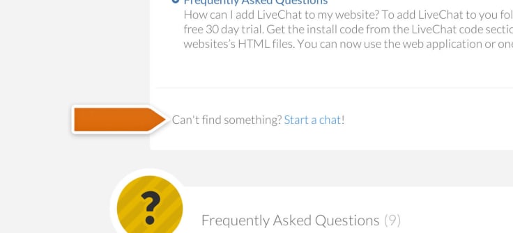 Chat option in search results