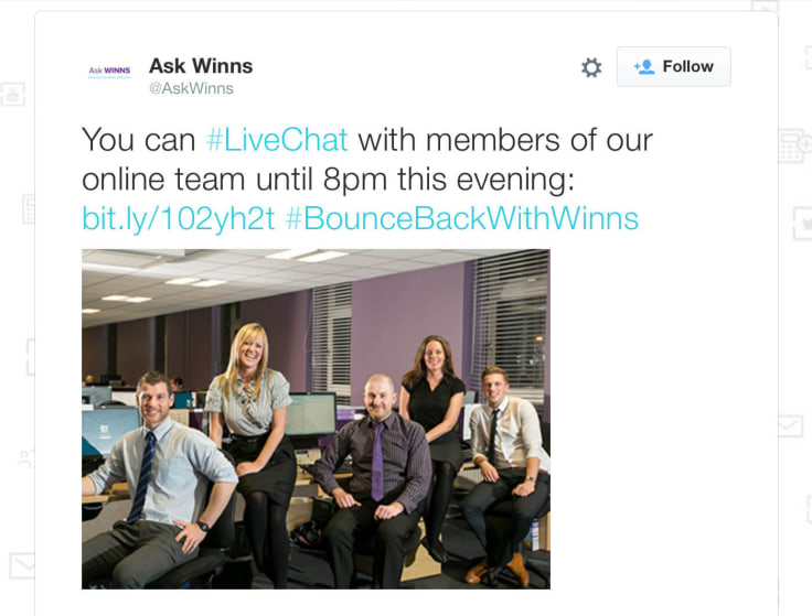 Ask Winns live chat team introduction