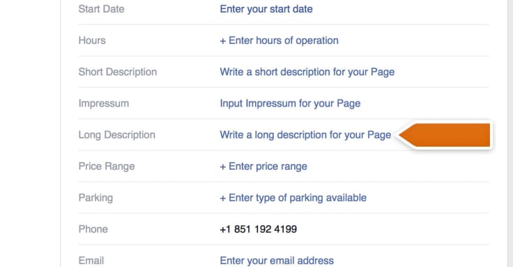 Adding a long description to Facebook