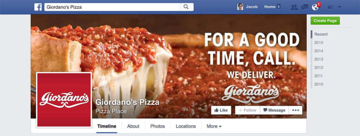 Facebook Fan Page for Business via Giordano's