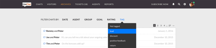 Filtering leads by tag