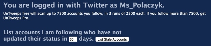 Untweeps screenshot
