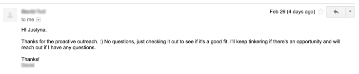 Customer feedback email response