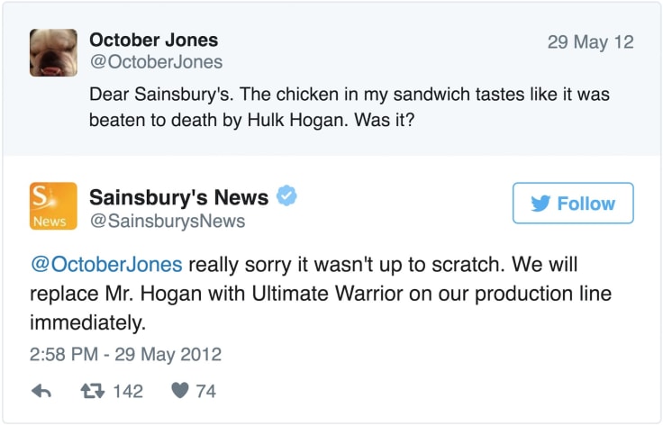 Sainsbury’s twitter response