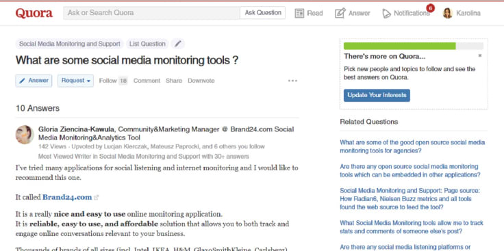 Quora social media monitoring
