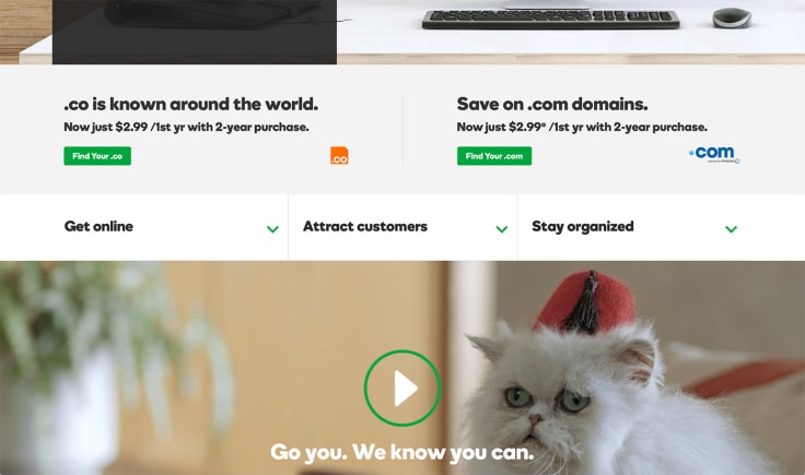 Call to action examples: Specific GoDaddy CTA