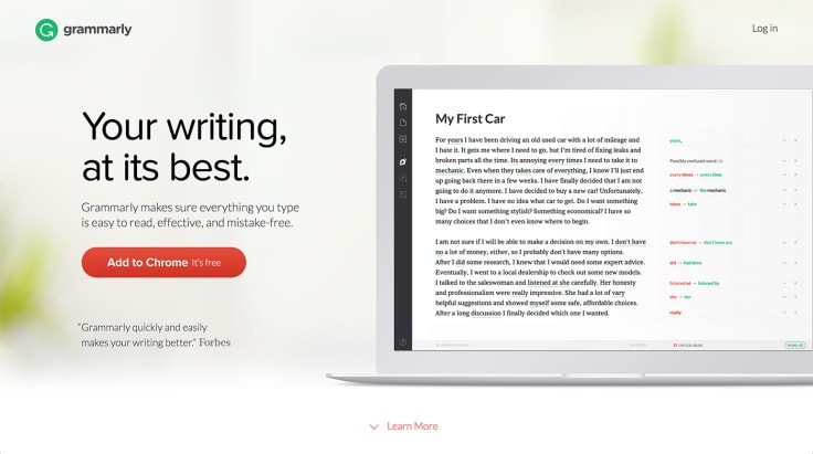 Call to action examples: Grammarly CTA on Chrome