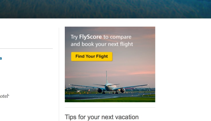 Call to action example: TripAdvisor's 'Find your flight' CTA