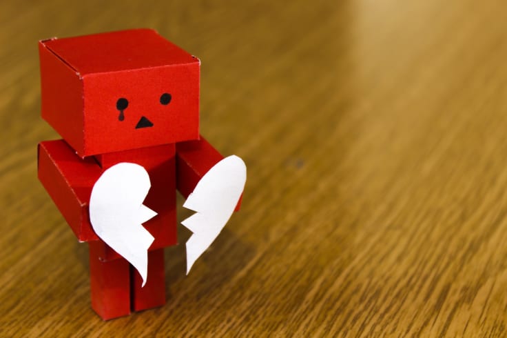 Sad robot broken heart