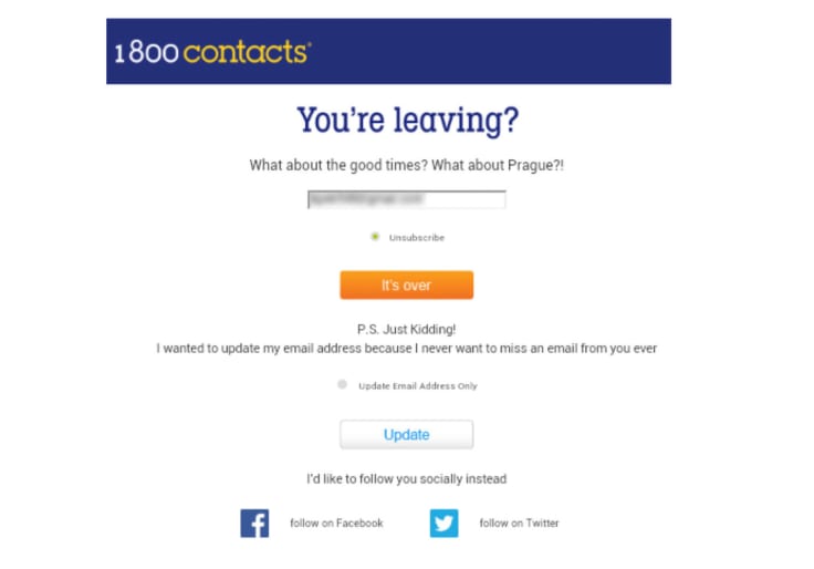 1-800 unsubscribe page