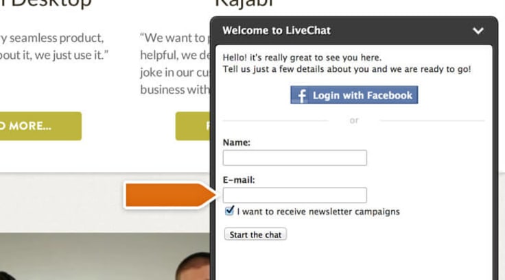 LiveChat user opt-in