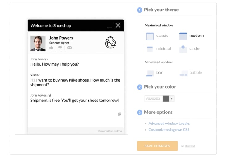Chat window customization