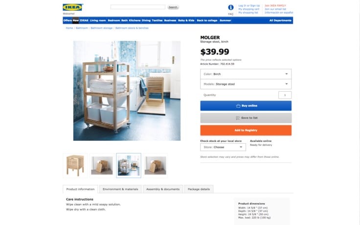 Ikea website