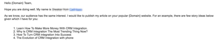 Guest writer mistake email screenshot