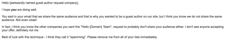 Guest writer mistake email screenshot response
