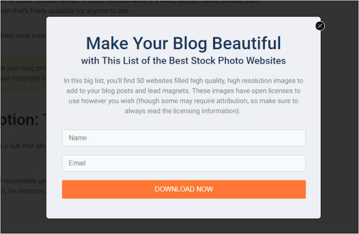 Content marketing opt-in form