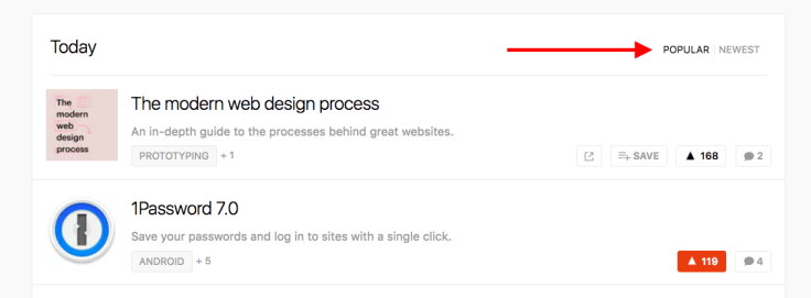 Product hunt sections