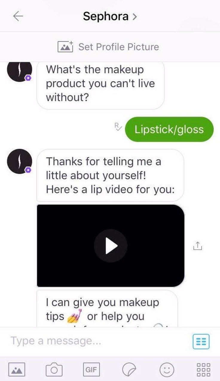 Chatbot sephora example