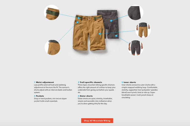 Patagonia mountain bike landing page