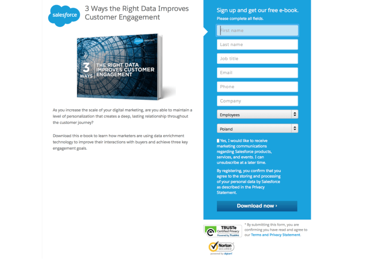 Salesforce ebook landing page