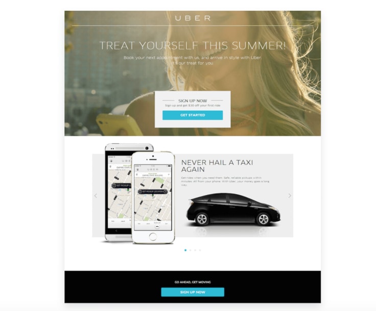 Uber seasonal landing page